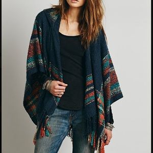 Free People Sunset Hooded Ruana / Poncho / Kimono